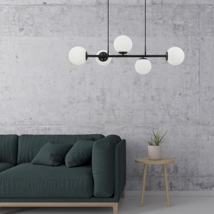 Hanglamp aan snoer MADDIE, 5x E14/5W/230V, zwart