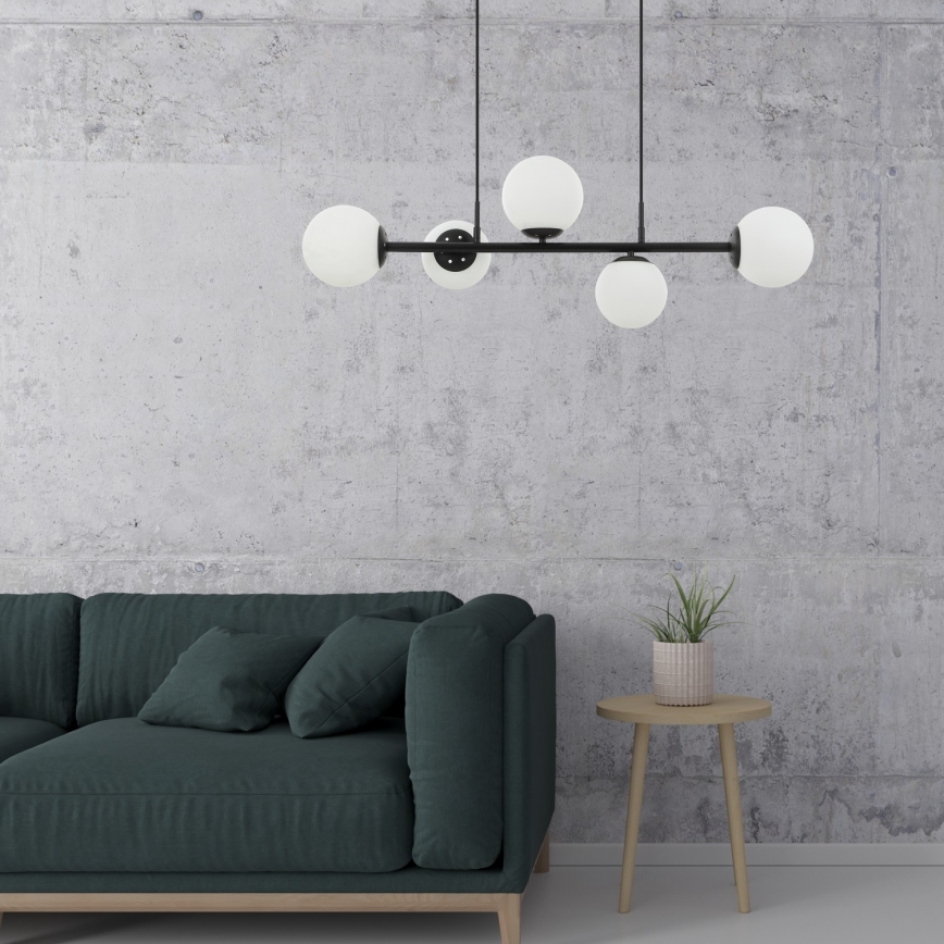 Hanglamp aan snoer MADDIE, 5x E14/5W/230V, zwart