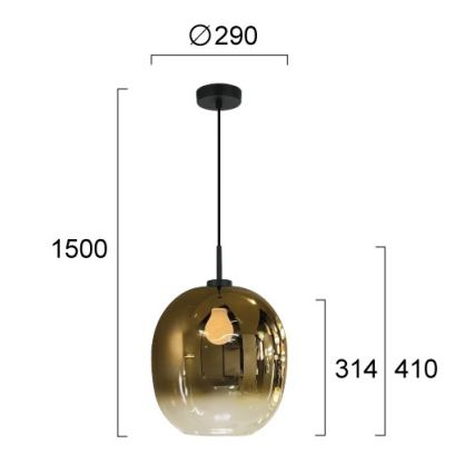 Hanglamp aan snoer MIRROR 1xE27/14W/230V gerookt goud