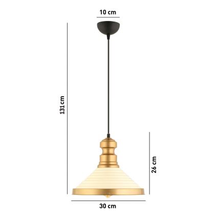 Hanglamp aan snoer MONZA 1xE27/40W/230V Ø 30 cm crème/goud