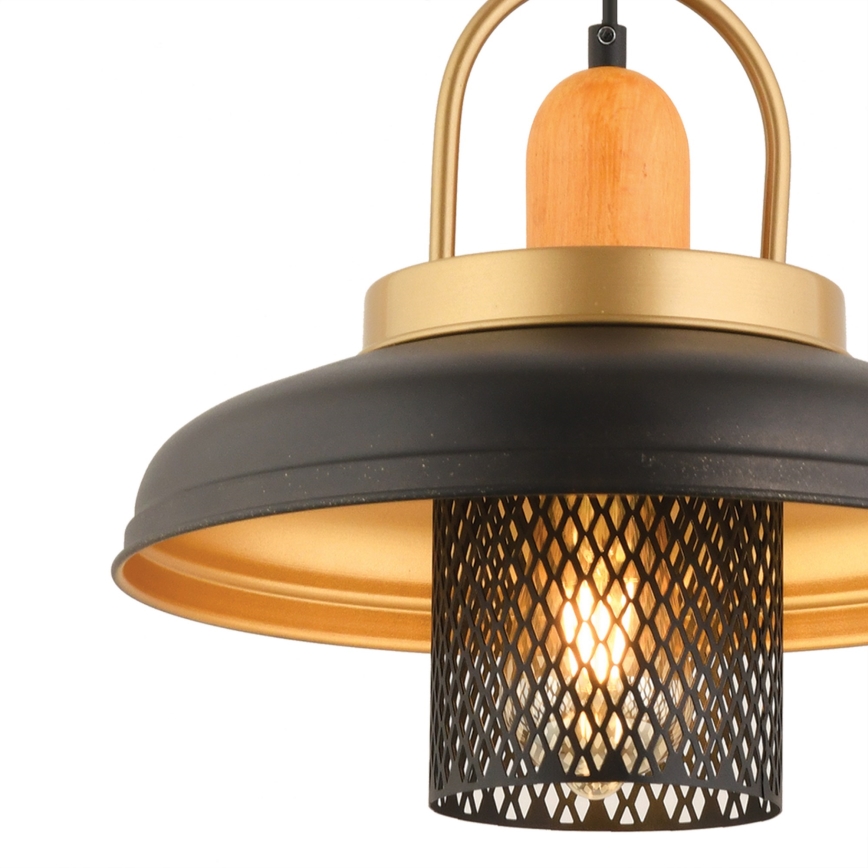 Hanglamp aan snoer MONZA 1xE27/40W/230V, Ø 32 cm, zwart/goud
