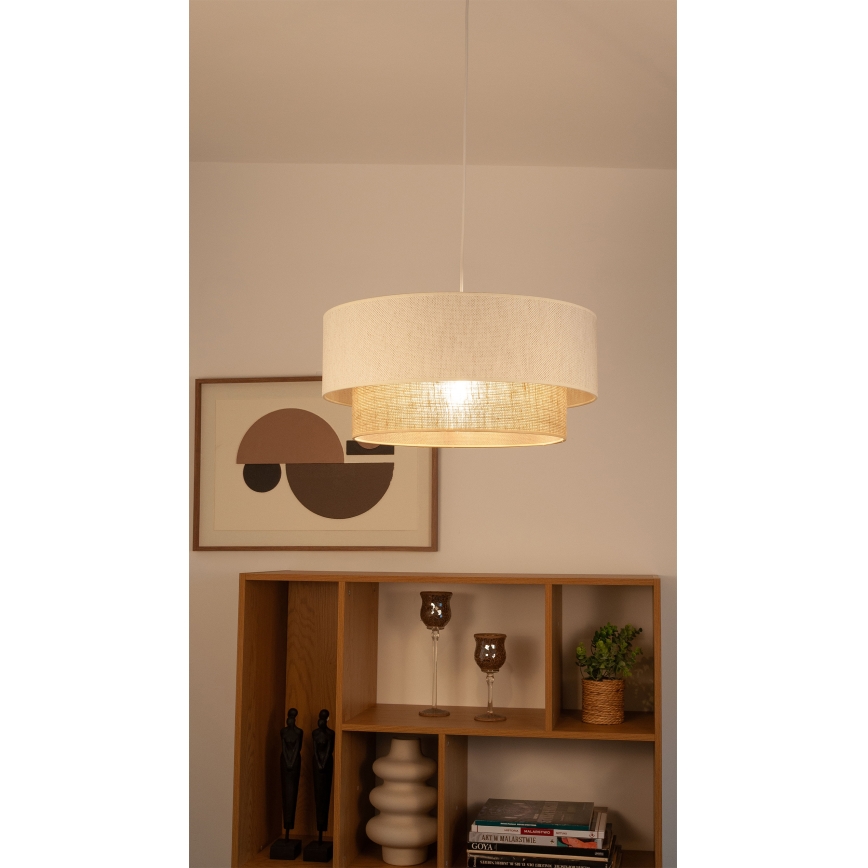 Hanglamp aan snoer NATIA 1xE27/60W/230V wit/bruin