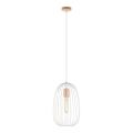 Hanglamp aan snoer OVELLA 1xE27/15W/230V Ø 25 cm crème/dennenhout