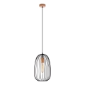 Hanglamp aan snoer OVELLA 1xE27/15W/230V Ø 25 cm zwart/grenen