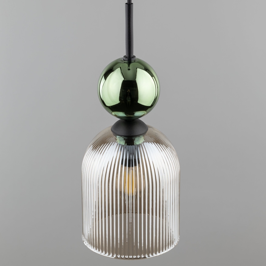 Hanglamp aan snoer SOPHIA 1xE14/10W/230V zwart/groen/rookbeige