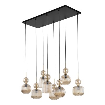 Hanglamp aan snoer SOPHIA 8xE14/10W/230V zwart/rookbeige