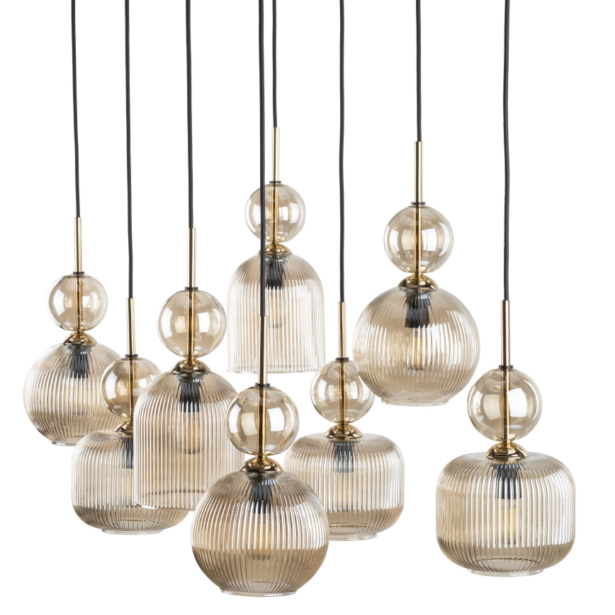 Hanglamp aan snoer SOPHIA 8xE14/10W/230V zwart/rookbeige