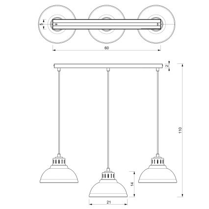 Hanglamp aan snoer SVEN 3xE27/15W/230V crème