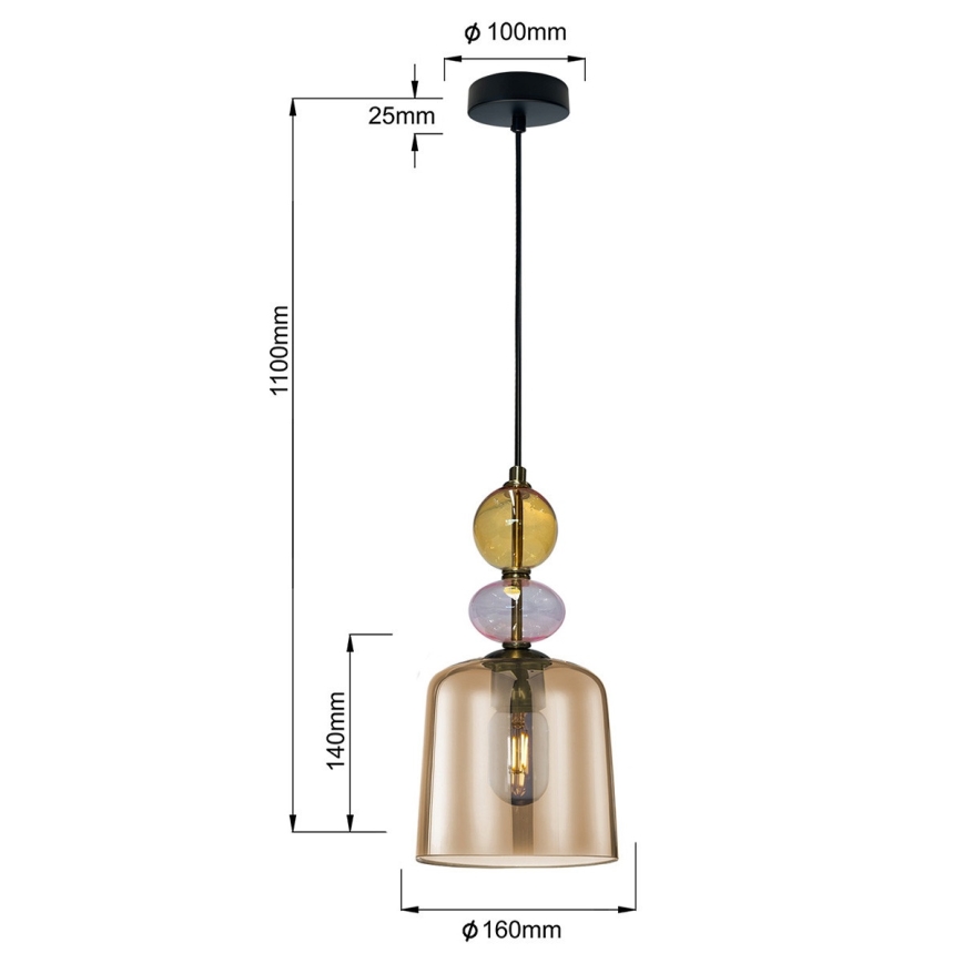 Hanglamp aan snoer TROPEA 1xE27/15W/230V zwart/rookkleurig beige/roze