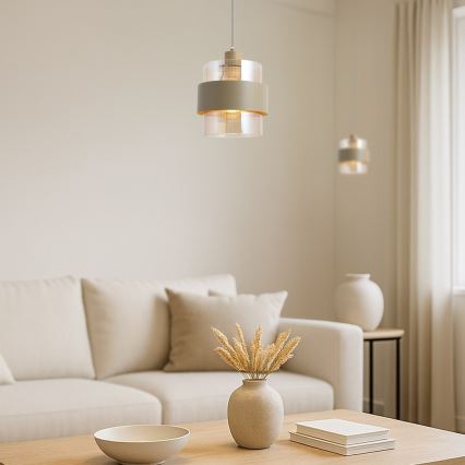 Hanglamp aan snoer VALENTINO 1xE27/15W/230V beige/helder