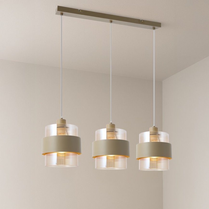Hanglamp aan snoer VALENTINO 3xE27/15W/230V beige/helder