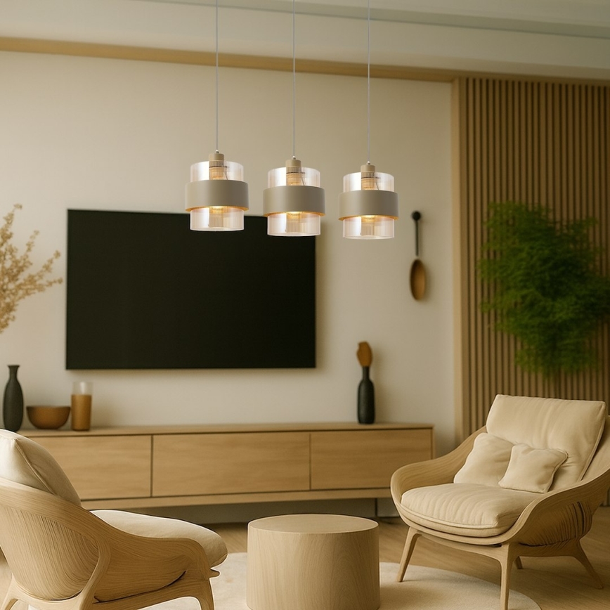Hanglamp aan snoer VALENTINO 3xE27/15W/230V beige/helder