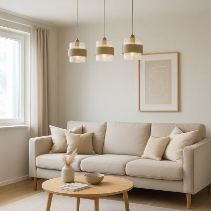 Hanglamp aan snoer VALENTINO 3xE27/15W/230V beige/helder