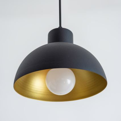 Hanglamp aan snoer VESPER 1xE27/15W/230 Ø 18 cm zwart/goud