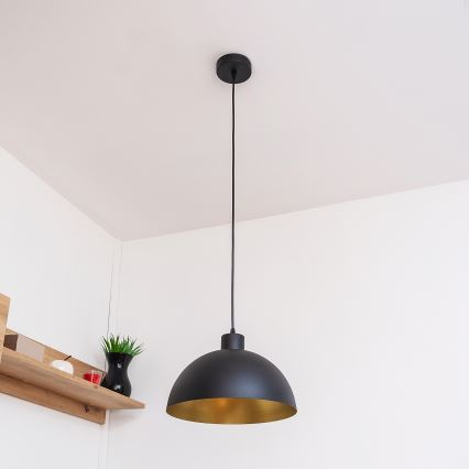 Hanglamp aan snoer VESPER 1xE27/15W/230 Ø 30 cm zwart/goud