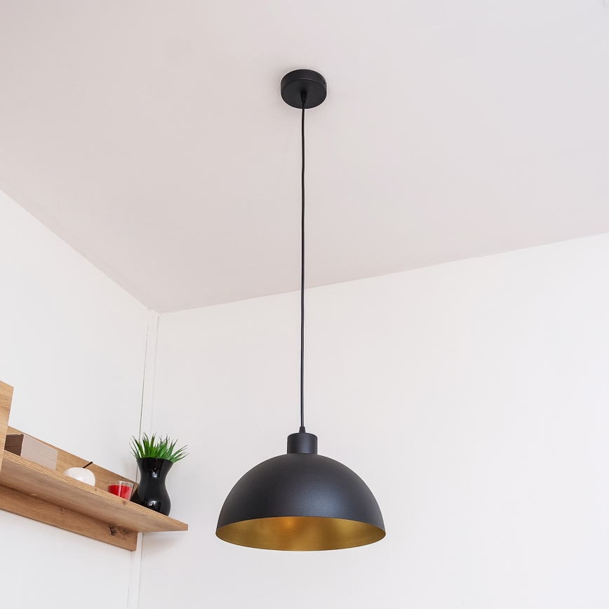 Hanglamp aan snoer VESPER 1xE27/15W/230 Ø 30 cm zwart/goud