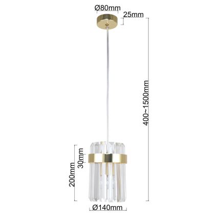 Hanglamp aan snoer VETRO 1xE14/10W/230V goudkleurig