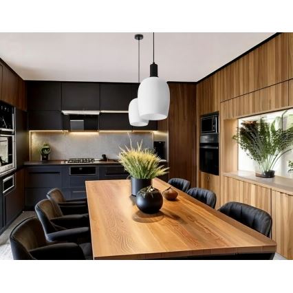 Hanglamp aan snoer WOLKEN 1xE27/40W/230V wit/zwart