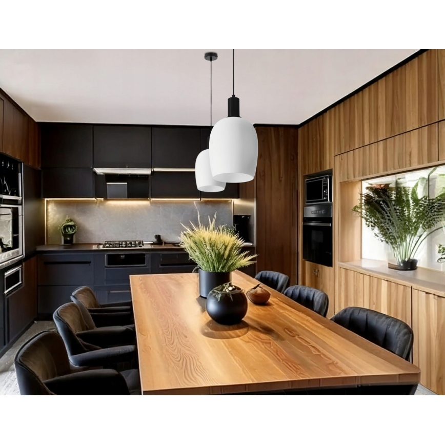 Hanglamp aan snoer WOLKEN 1xE27/40W/230V wit/zwart