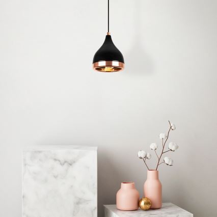 Hanglamp aan snoer YILDO 1xE27/40W/230V zwart/koper