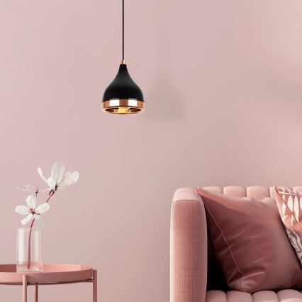 Hanglamp aan snoer YILDO 1xE27/40W/230V zwart/koper