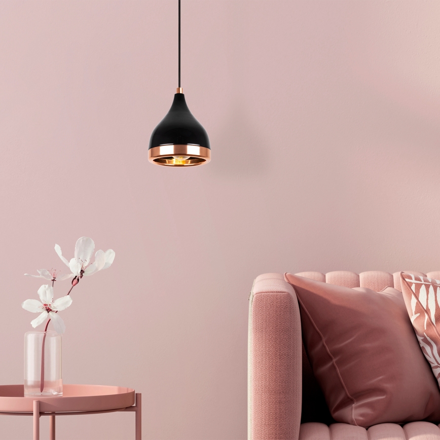 Hanglamp aan snoer YILDO 1xE27/40W/230V zwart/koper