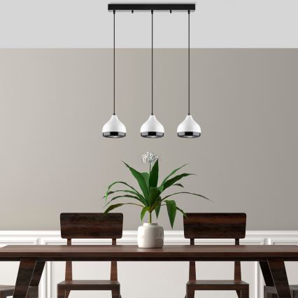 Hanglamp aan snoer YILDO 3xE27/40W/230V wit/zwart