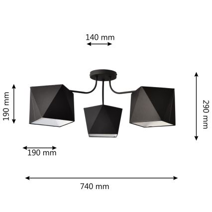 Hanglamp ADAMANT 3xE27/15W/230V zwart