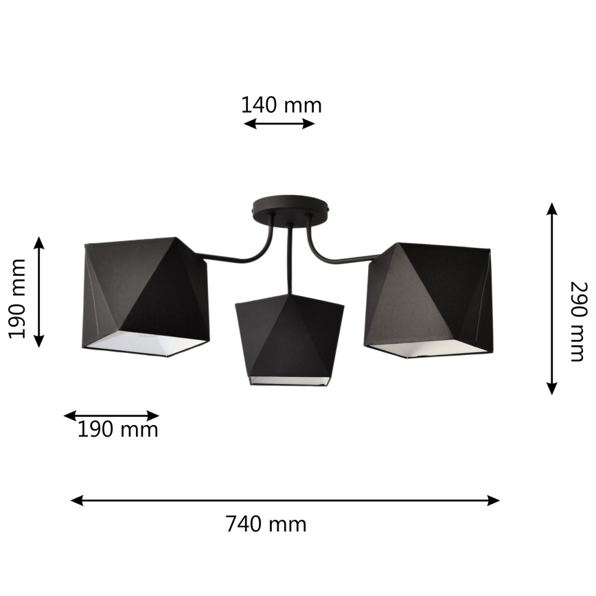 Hanglamp ADAMANT 3xE27/15W/230V zwart