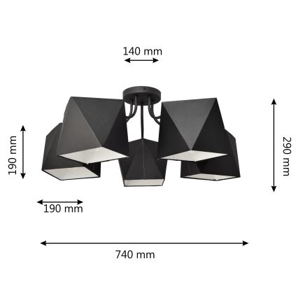 Hanglamp ADAMANT 5xE27/15W/230V zwart
