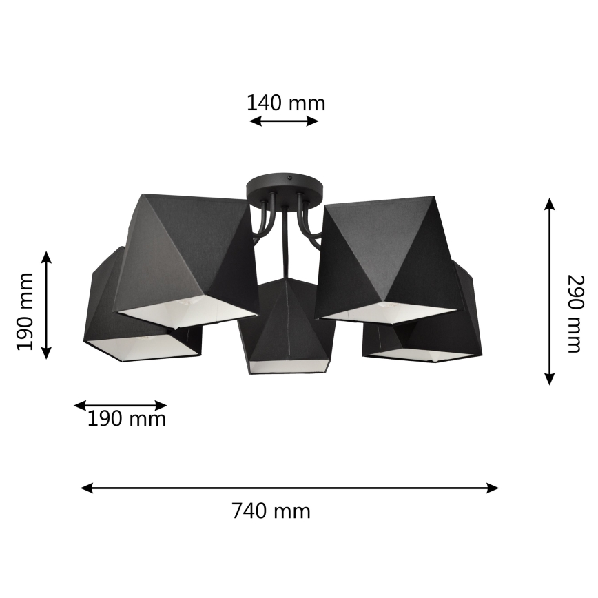 Hanglamp ADAMANT 5xE27/15W/230V zwart