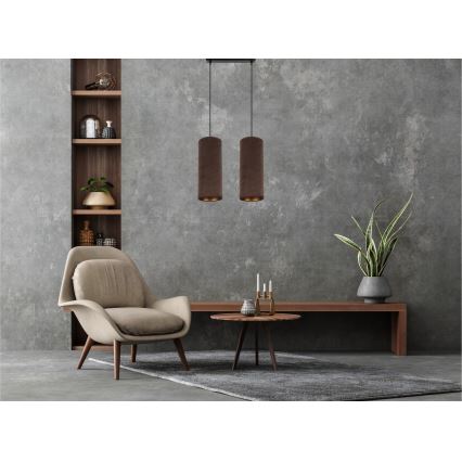 Hanglamp aan kabel AVALO 2xE27/60W/230V bruin/koper