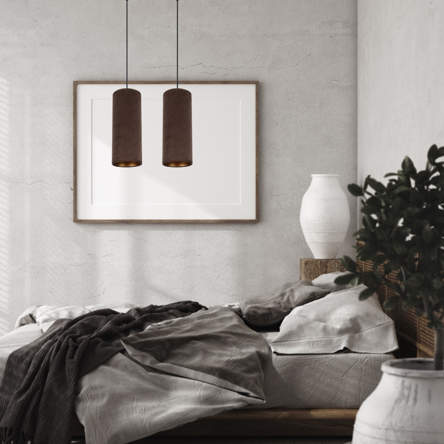 Hanglamp aan kabel AVALO 2xE27/60W/230V bruin/koper