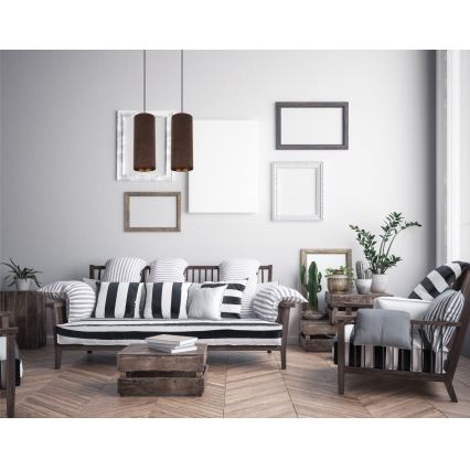 Hanglamp aan kabel AVALO 2xE27/60W/230V bruin/koper