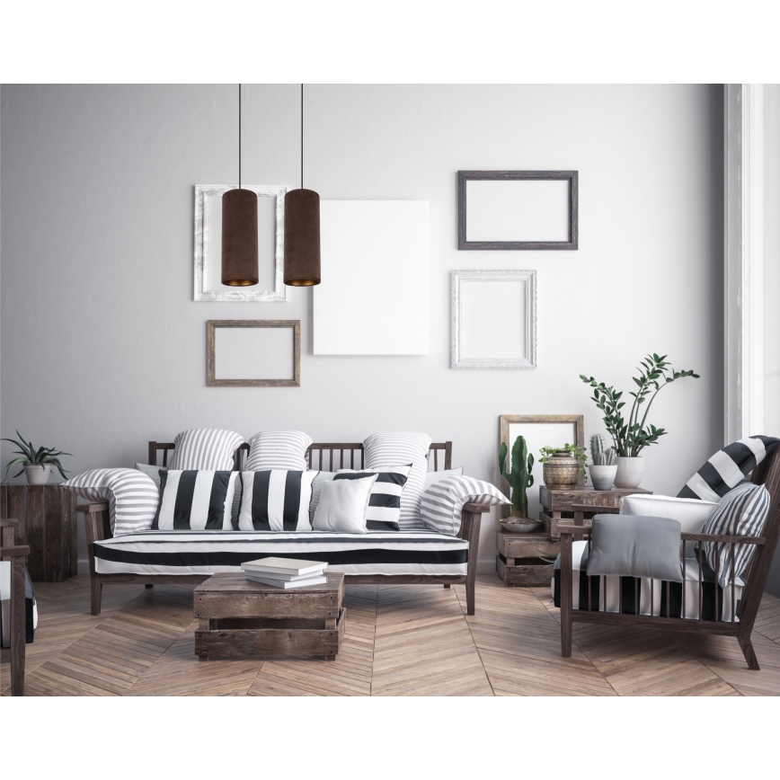 Hanglamp aan kabel AVALO 2xE27/60W/230V bruin/koper