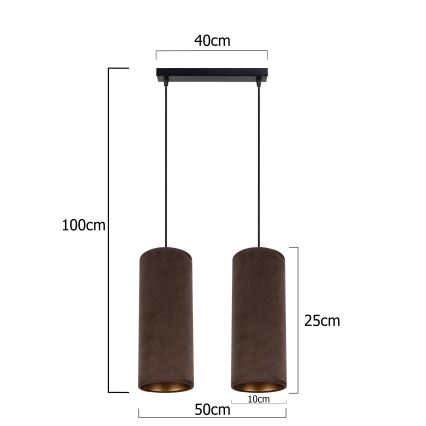 Hanglamp aan kabel AVALO 2xE27/60W/230V bruin/koper