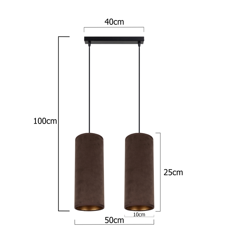 Hanglamp aan kabel AVALO 2xE27/60W/230V bruin/koper