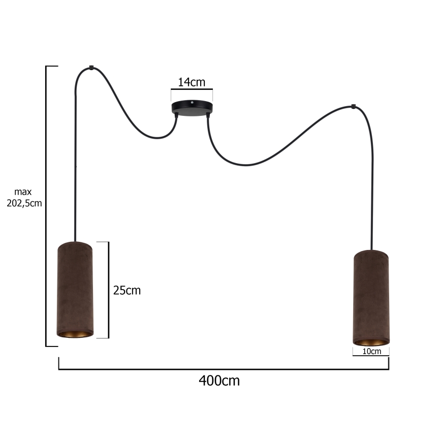 Hanglamp aan kabel AVALO 2xE27/60W/230V spin bruin/koper