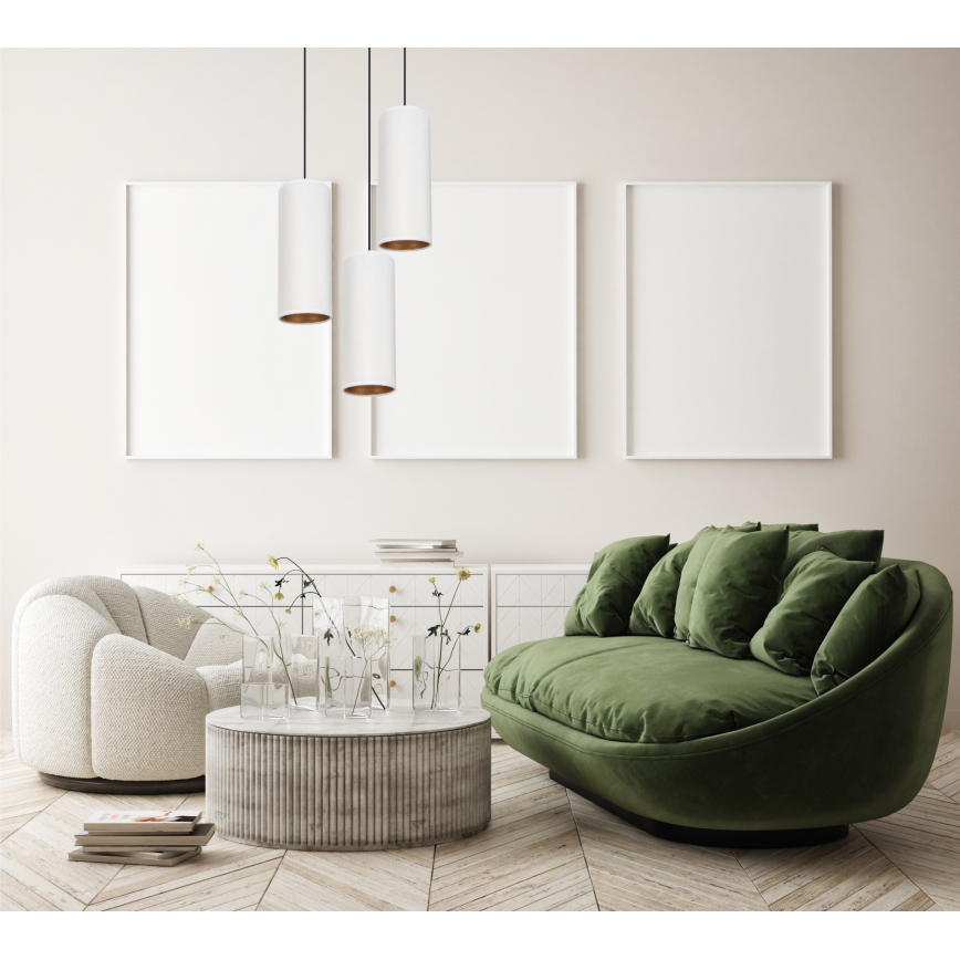 Hanglamp aan kabel AVALO 3xE27/60W/230V Ø 35 cm wit/koper