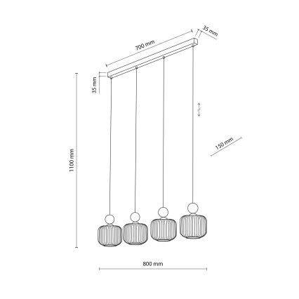 Hanglamp BALLO aan kabel 4xE14/10W/230V beige