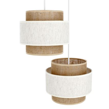 Hanglamp BOHO aan snoer 2xE27/60W/230V crème/jute