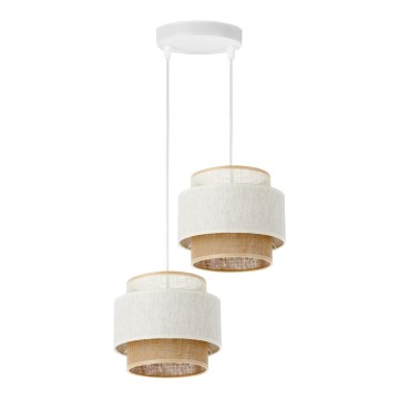 Hanglamp BOHO met snoer 2xE27/60W/230V wit/jute
