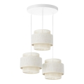 Hanglamp BOHO met snoer 3xE27/60W/230V crème/jute