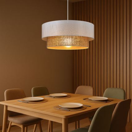 Hanglamp BORHO met kabel 1xE27/60W/230V wit/jute