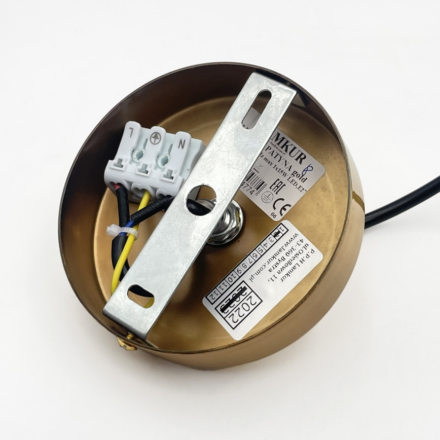 Hanglamp HECTOR met kabel 1xE27/15W/230V, wit/messing, Ø 14 cm