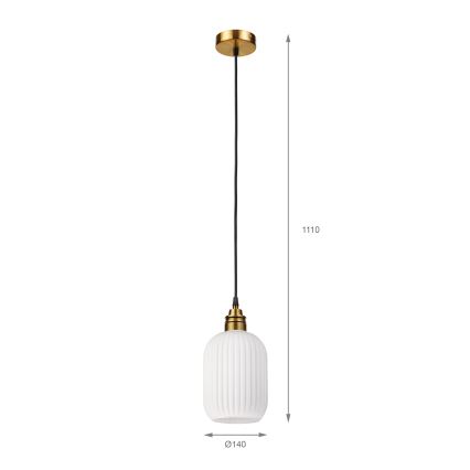 Hanglamp HECTOR met kabel 1xE27/15W/230V, wit/messing, Ø 14 cm