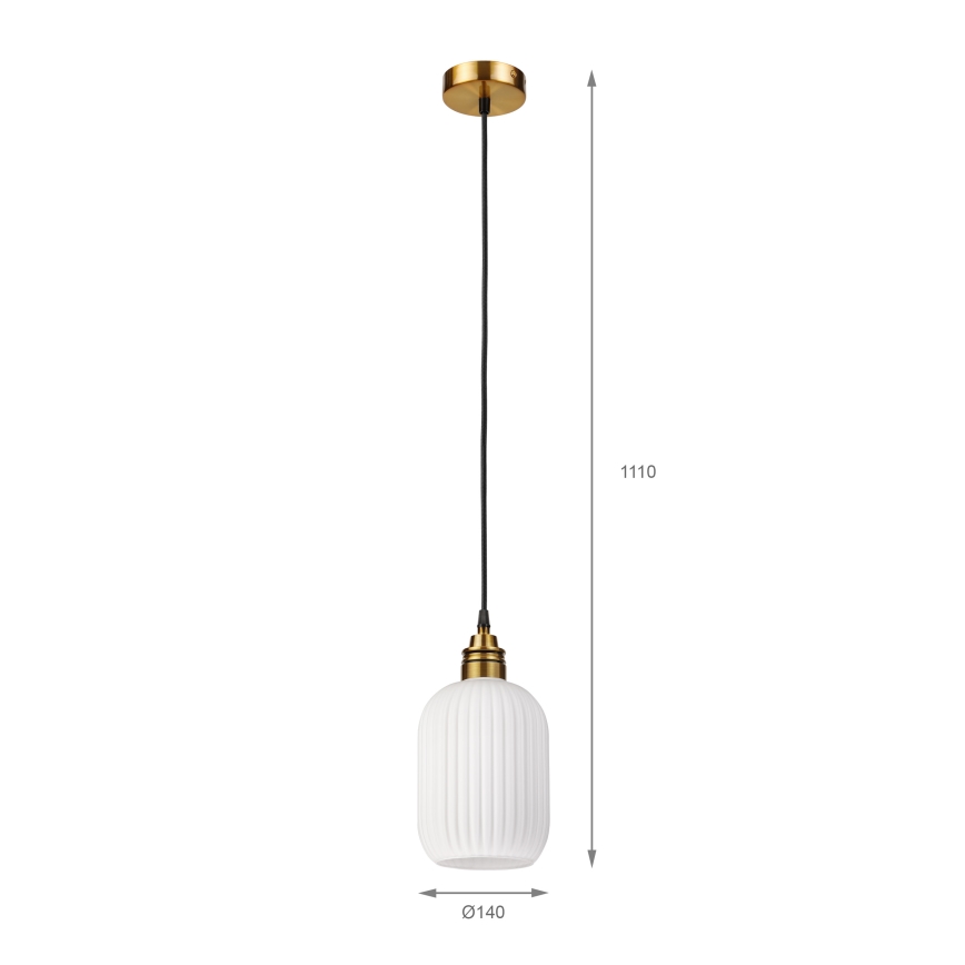 Hanglamp HECTOR met kabel 1xE27/15W/230V, wit/messing, Ø 14 cm