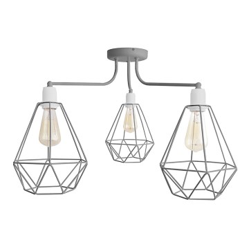 Hanglamp KARO 3xE27/15W/230V grijs