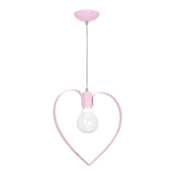 Hanglamp kinderkamer LOVE 1xE27/60W/230V lichtroze