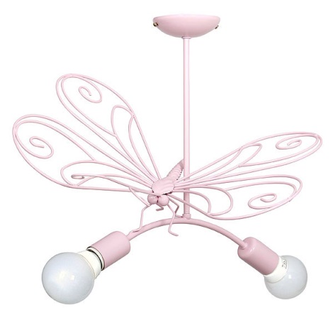 Hanglamp kinderkamer VLINDER 2xE27/60W roze